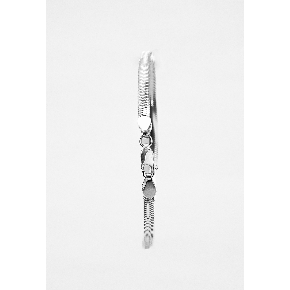 Silver bracelet on a white background