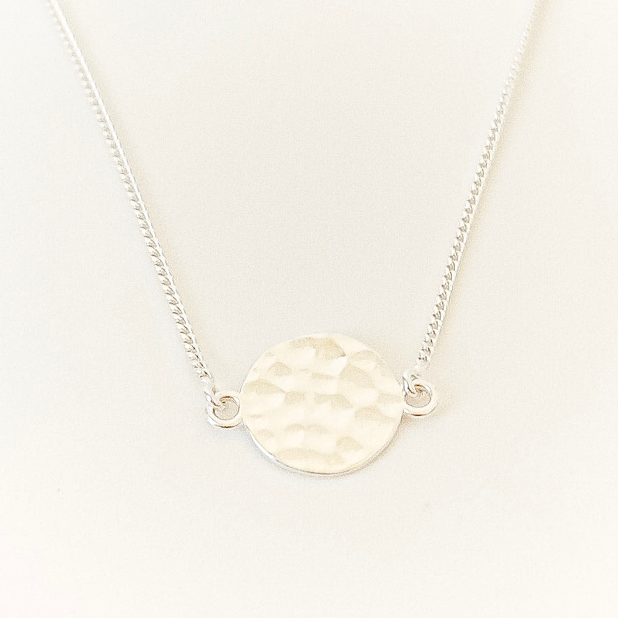 Textured Disc Necklace - 925 sterling silver necklace by OJA Silver