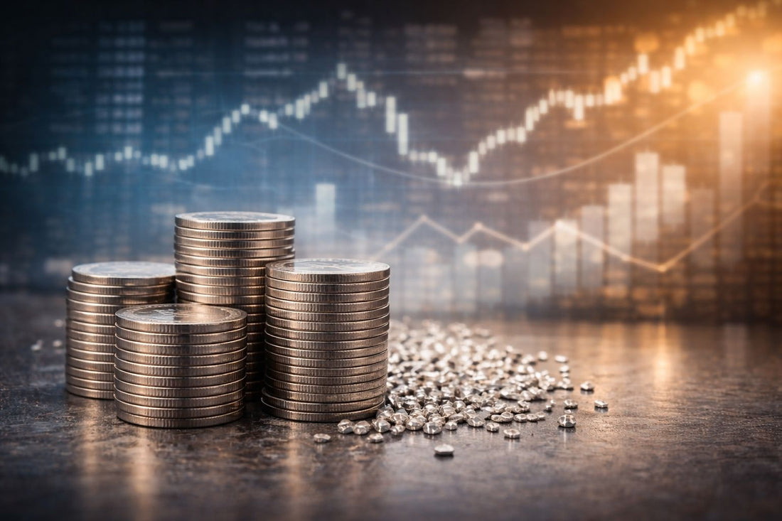 Silver coins stacked 