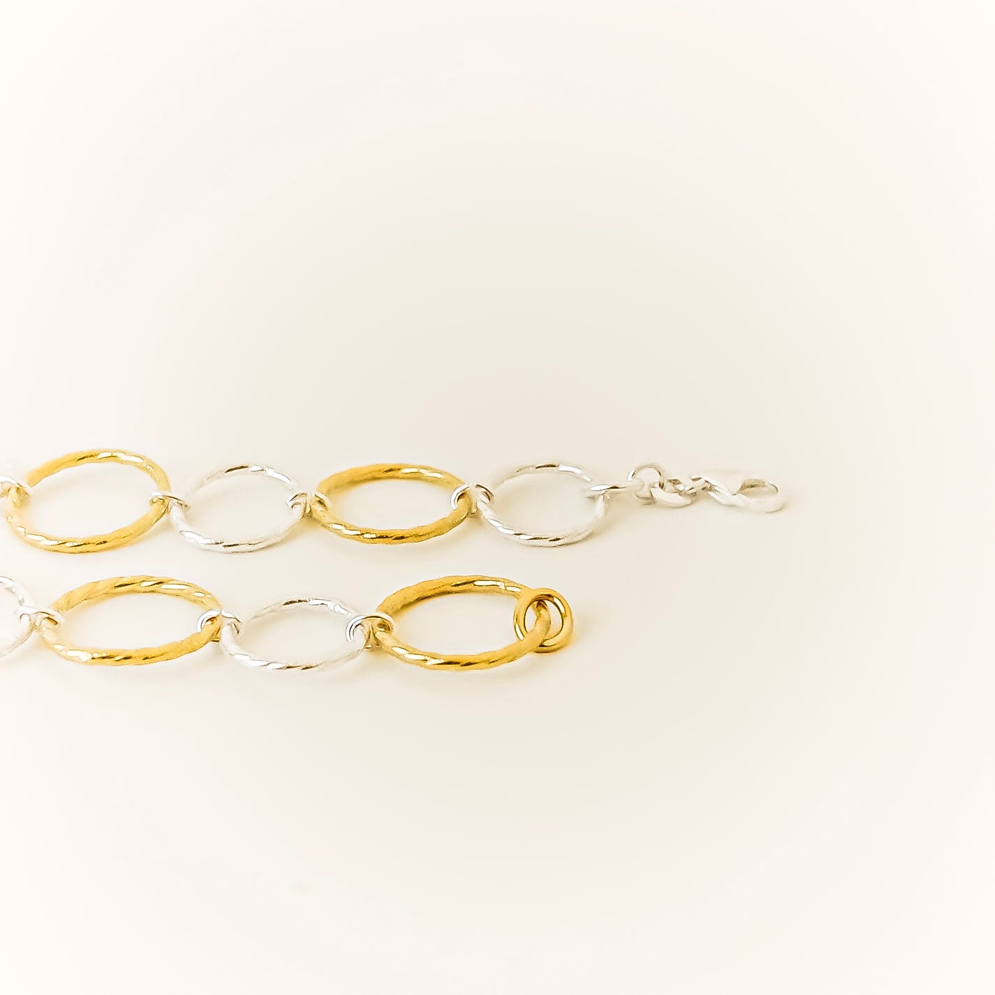 Ring Link Bracelet - 925 silver bracelet on skin