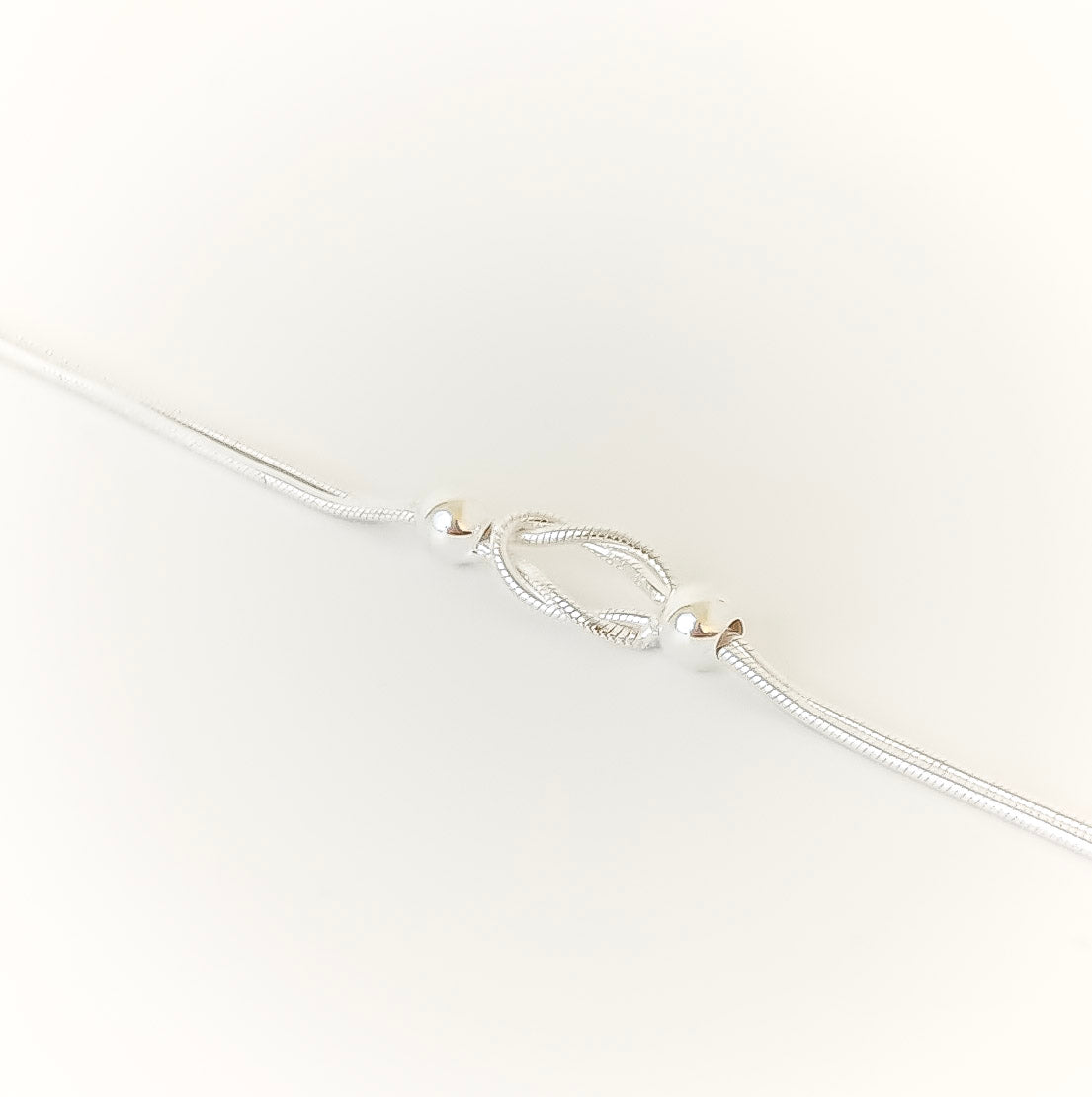 Twist Bead Bracelet - sterling silver bracelet flatlay