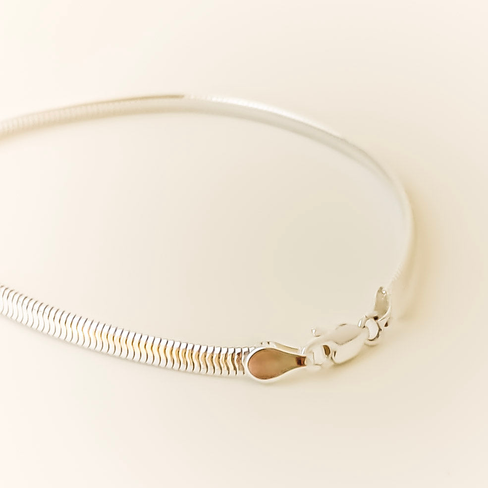 Herringbone Chain Bracelet - sterling silver bracelet flatlay