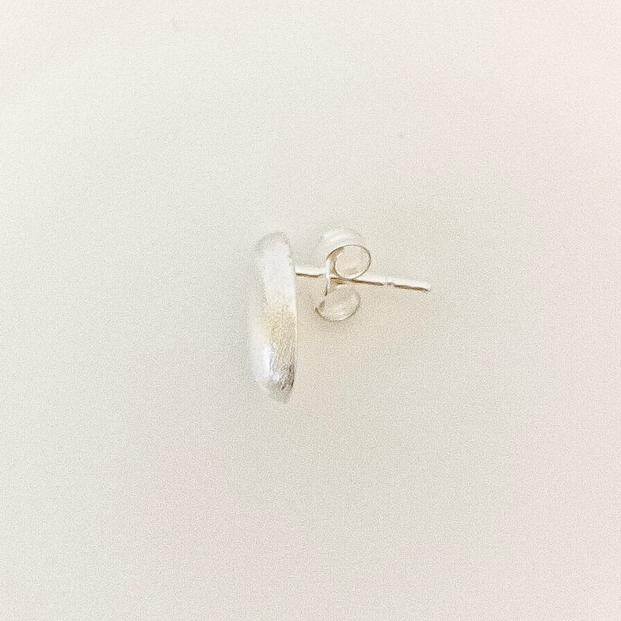 Oval Statement Stud Earrings - 925 silver earring on skin
