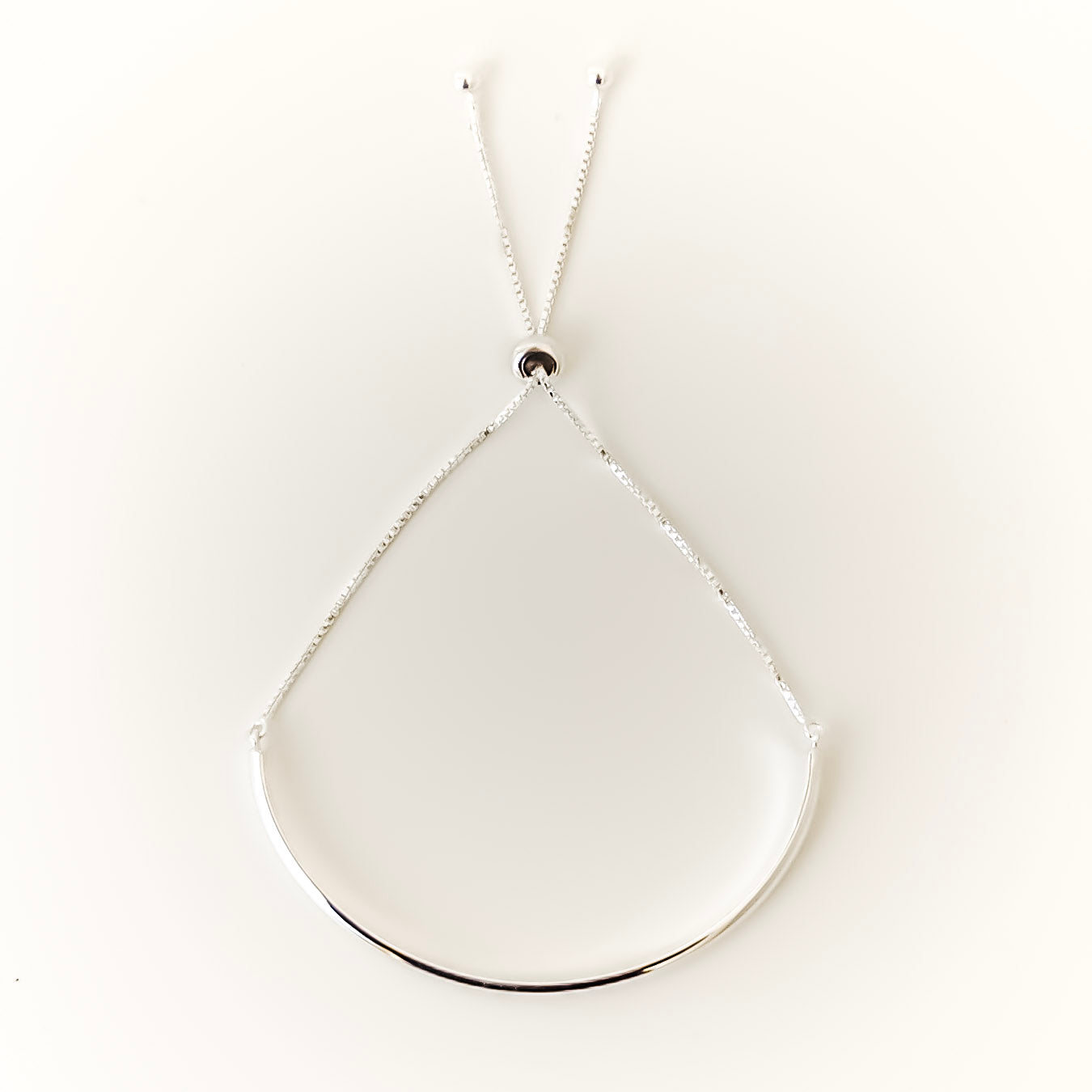 Curved Bar Bracelet - 925 silver bracelet on skin