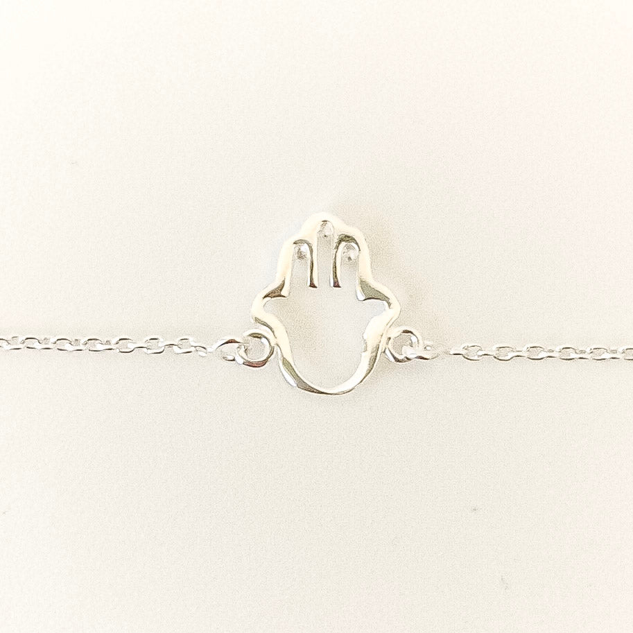Palm Outline Bracelet - sterling silver bracelet flatlay