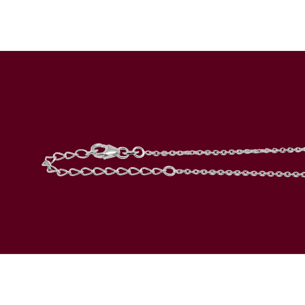 Silver chain necklace on a red background