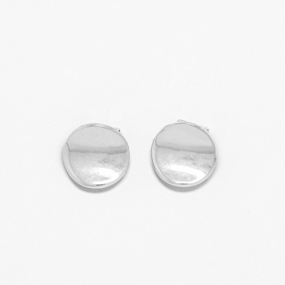 Pair of silver earrings on a white background