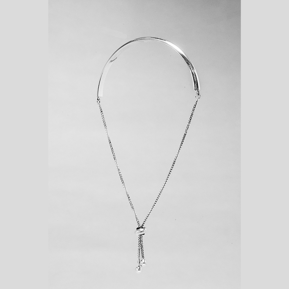 curved silver bar flexible clasp bracelet
